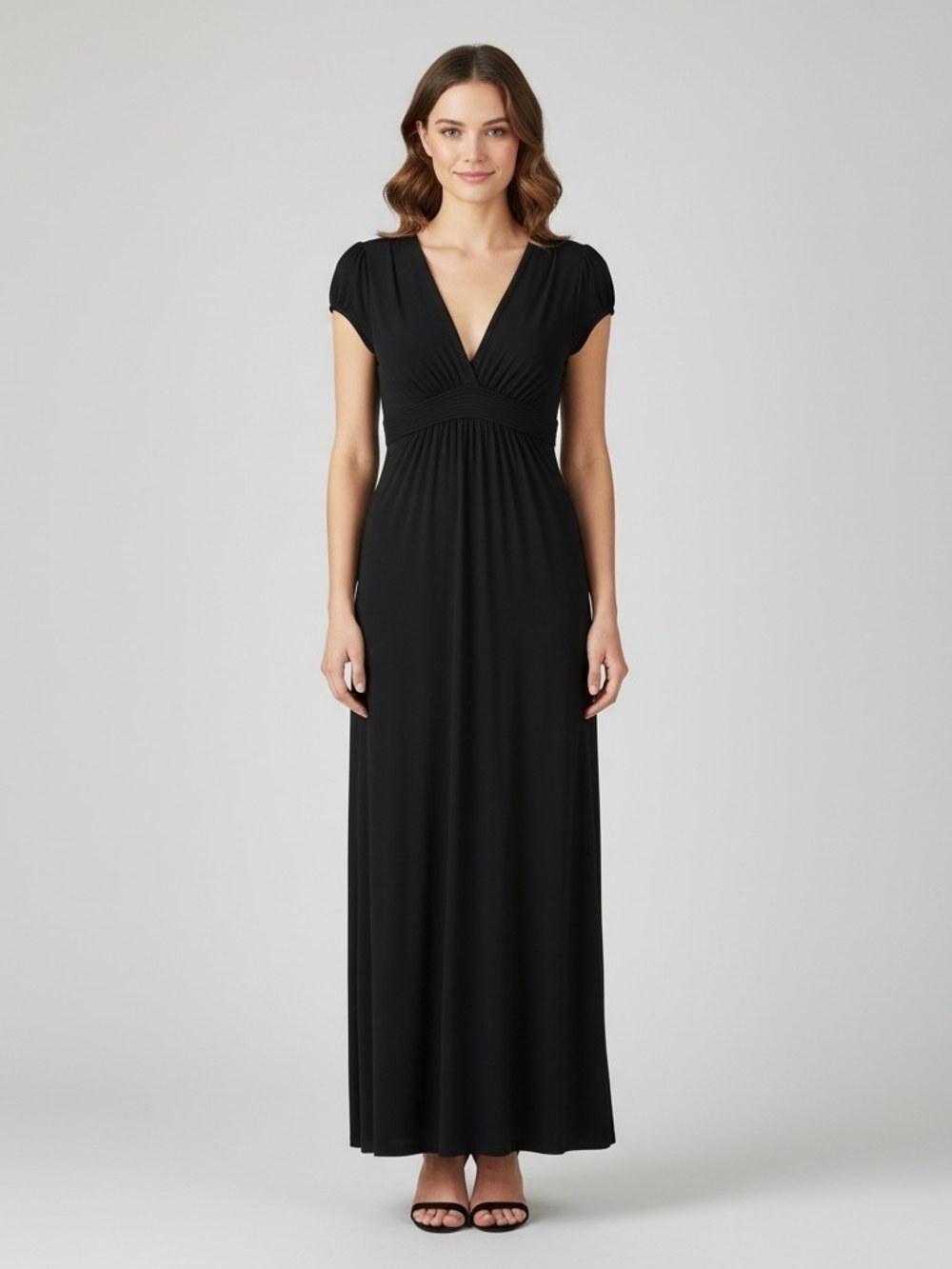 Pampelone Black Surplice Boho Resort Wear Cap Sleeve Maxi Size Small